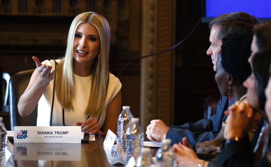 Ivanka Trump speaks at a roundtable for the Women's Global Development and Prosperity Initiative at the White House on February 7.