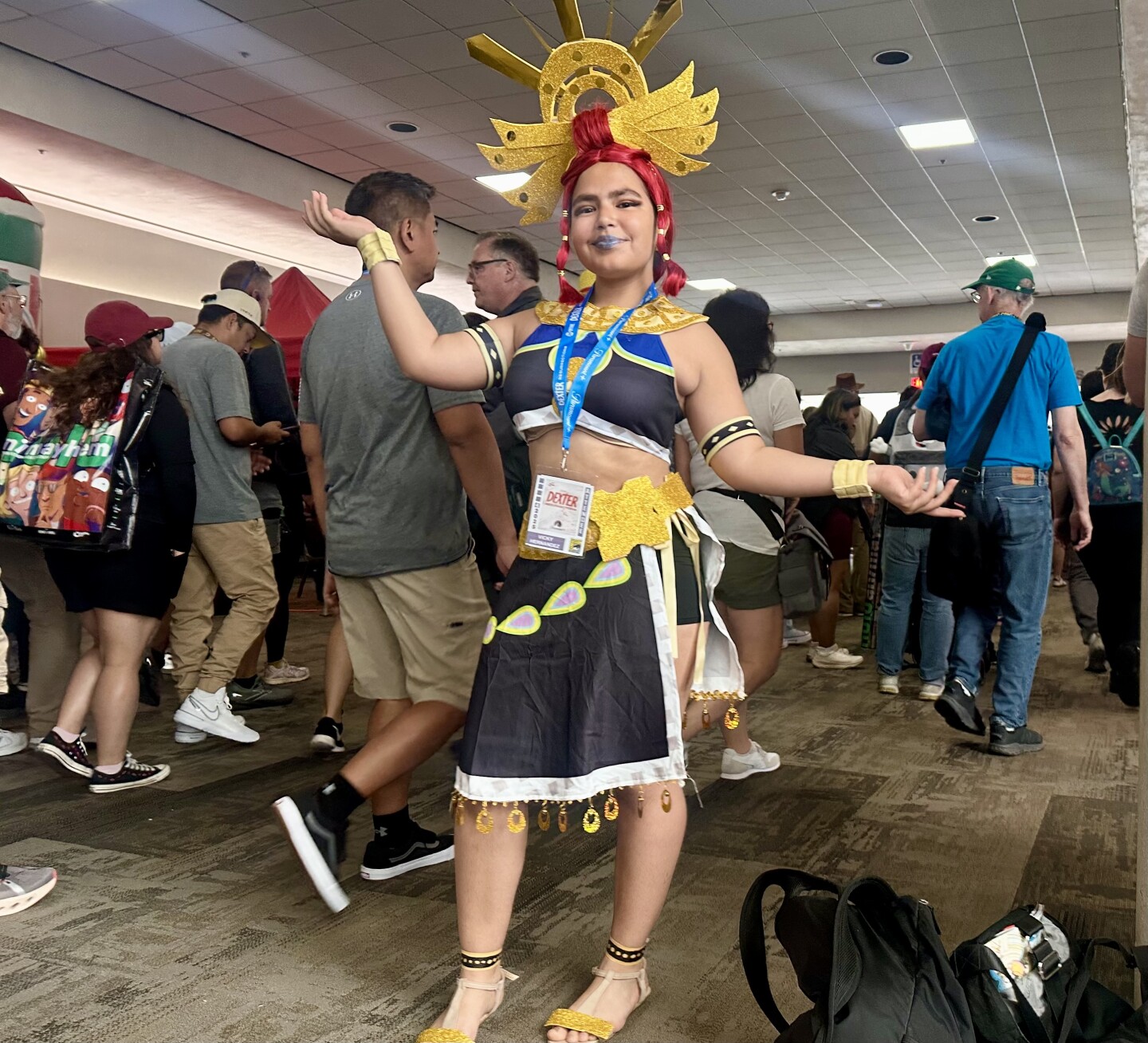 Adriana Ruiz, from Chula Vista was at Comic-Con for the first time dressed as Riju, from “The legend of Zelda: Breath of the Wild on Sunday July 27, 2025.<br/>