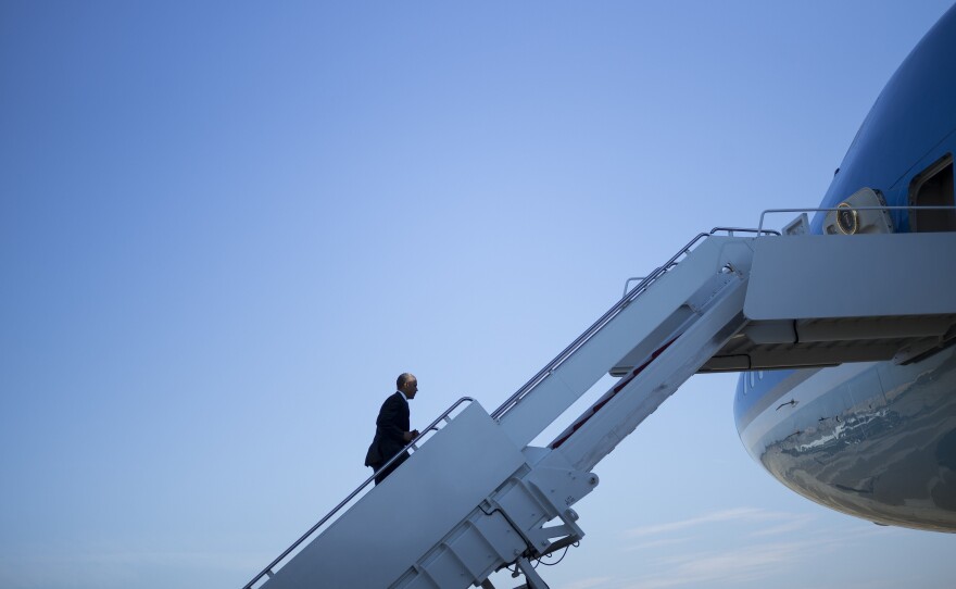 President Barack Obama boards Air Force One on October 9, 2015. It's a nicer ride than even most CEO-level private aircraft.