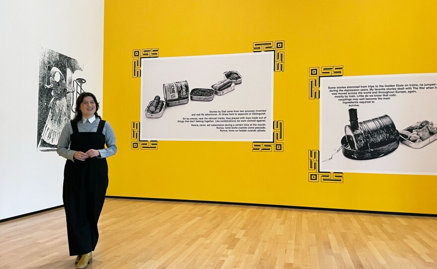Co-curator Isabel Casso is shown in front of artist Celia Álvarez Muñoz's "El Límite" on March 14, 2023.