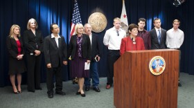 San Diego County District Attorney Bonnie Dumanis announced Wednesday that her office filed papers to void the governor's commutation of Esteban Nunez in connection with the murder of Luis Santos in 2008.  Also pictured, Fred and Kathy Santos, parents of murder victim Luis Santos, Evan Henderson, victim, Keith Robertson, victim, Brandon Sheerer, victim, Bruce Henderson and Laura Jason, victim’s parents  Tammy Brummley, victim’s mother, Laura Tanney, Deputy District Attorney,  Jill DiCarlo, Deputy District Attorney and Rick Clabby, Deputy District Attorney.