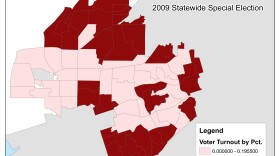 A map of voter turnout in a 2009 statewide special election. Paradise Hills is the most southern corner of the district.