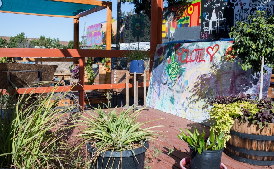 A lot managed by The Urban Collaborative Project near the southeastern San Diego neighborhood in Encanto provides residents with a gathering space, as well as a small community garden.