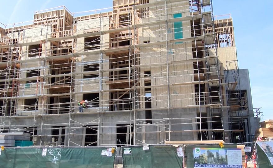 The construction site for an affordable senior housing complex in North Park is seen here, May 11, 2017.