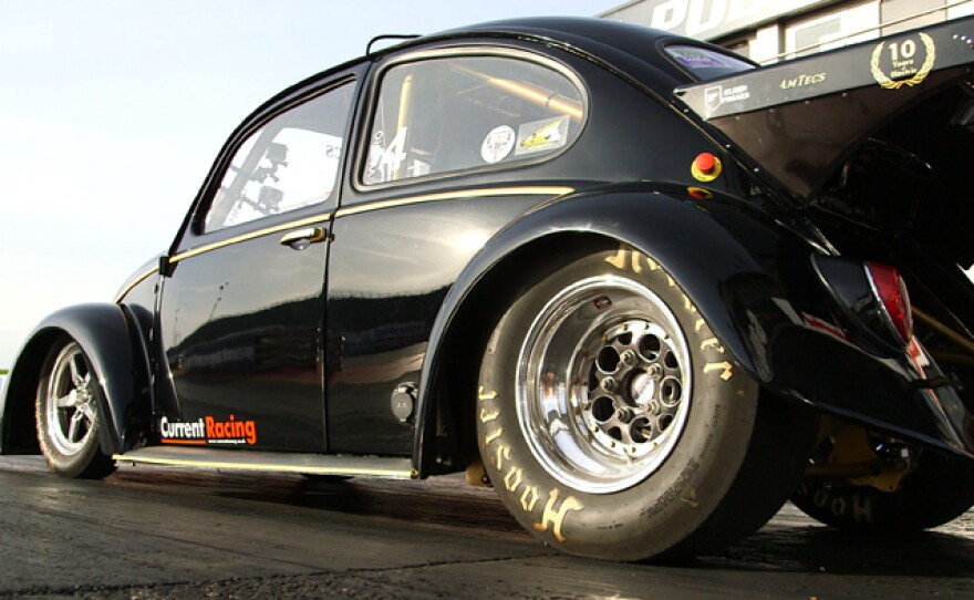 The racing car used by the volunteers at Santa Pod in Demo 2. This drag car had a siren attached to the top of it to look at how the sound waves changed when traveling at high speeds.