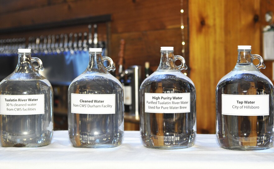 Water samples at the Clean Water Services brewing competition last year used to compare their high-purity water to other local sources of water.
