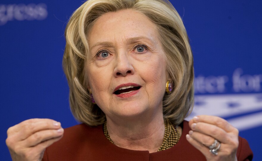 Former Secretary of State Hillary Rodham Clinton speaks at an event hosted by the Center for American Progress and the America Federation of State, County and Municipal Employees on March 23 in Washington. Clinton announced her presidential run today.