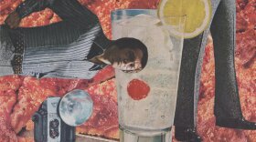 "Last Year's Man, 2010" is a work of hand-cut paper collage by Melody Jean Moulton in Trash Lamb Gallery's inaugural exhibition, "Mutual Chaos," now on view in person and online.