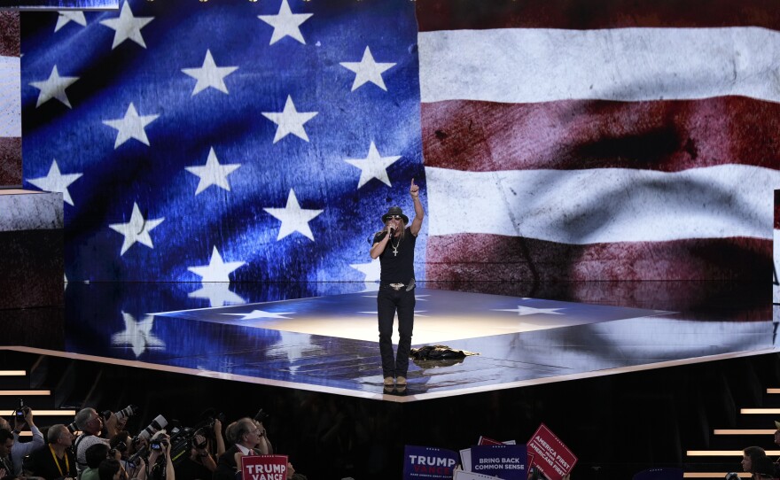 Kid Rock performs during the final day of the Republican National Convention on Thursday, July 18, 2024, in Milwaukee.