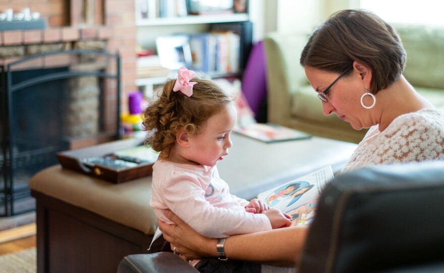Anne Shamiyeh at home with her 3-year-old daughter Malia. Twins Kai and Malia arrived roughly two months early. Each weighed about 3 pounds at birth, but Malia was able to go home after about five weeks in the NICU.