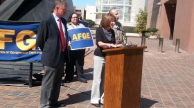 Congressman Scott Peters and Congresswoman Susan Davis talk about the impacts of sequestration at a press conference.