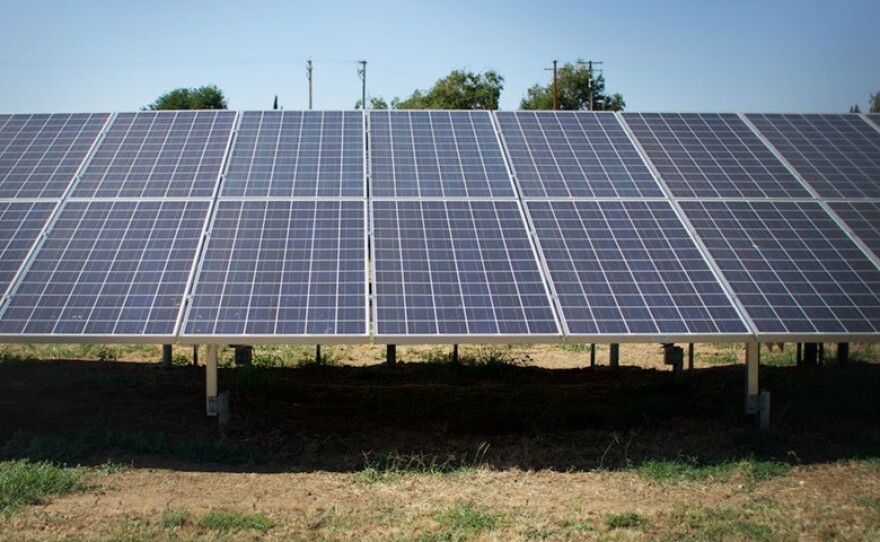 Solar panels absorb the sun's rays.