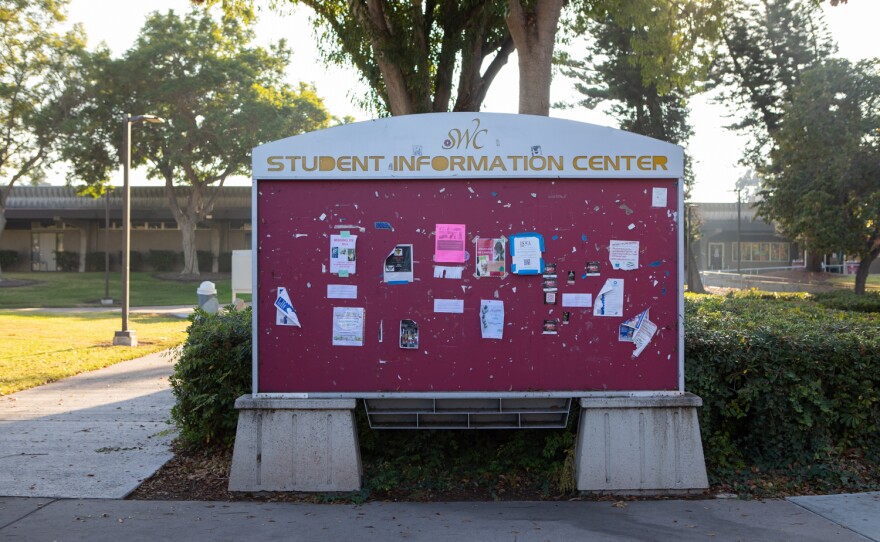 A campus bulletin board is shown at Southwestern College in Chula Vista. Dec. 2, 2021.