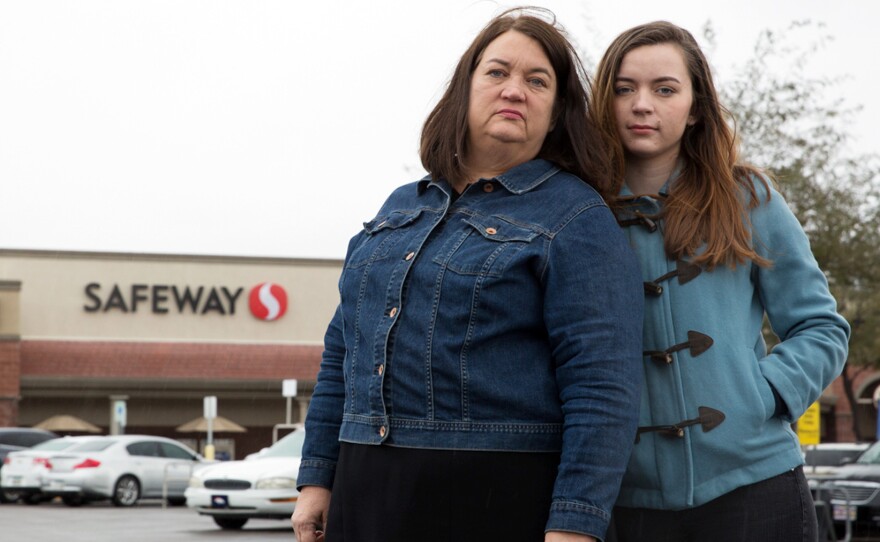 Mary Reed and her daughter, Emma McMahon, at the Safeway where Mary was shot along with 18 others on Jan. 8, 2011.