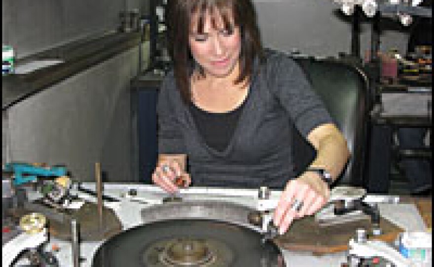 Jen Pilon polishes diamonds for Diavik in Yellowknife, Northwest Territories.