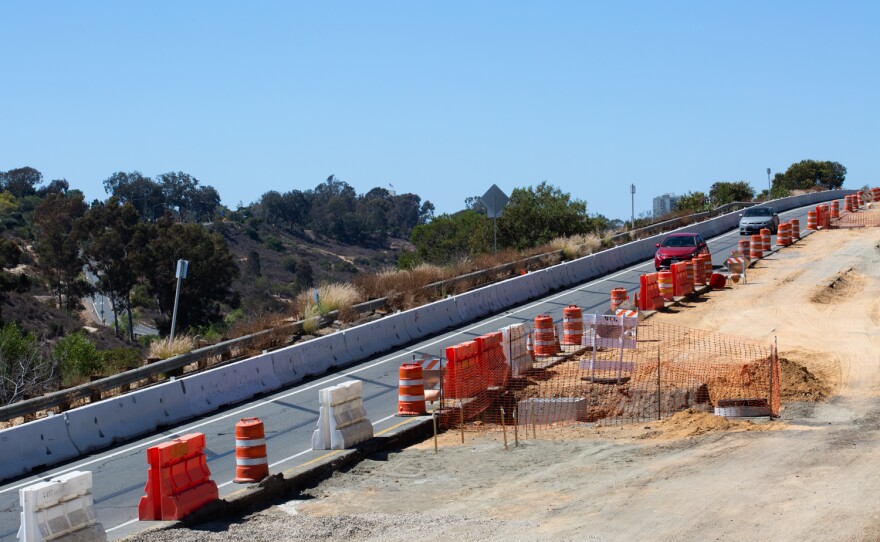 Construction is ongoing on Pershing Drive in San Diego. July 4, 2022.