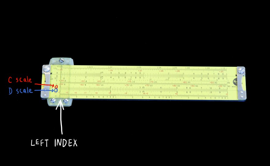 Step 1: Line up the C scale and D scale on the left index.