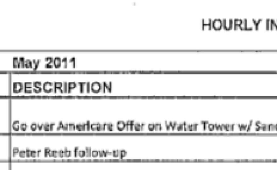 Invoice submitted to Poway Unified School District from Joe Taylor for reviewing "Americare Offer" on water tower sit.