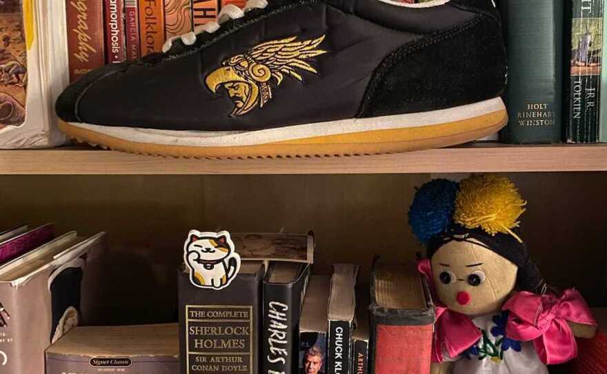 Miles Coltrane owns hundreds of pairs of Cortez shoes. This version was designed by artist Mister Cartoon.