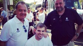 Tony Sirico, Staff Sgt. Travis Mills, and James Gandolfini 