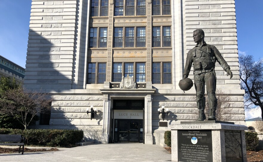 Statue of Vice Admiral James Bond Stockdale, awarded the Medal of Honor in the Vietnam War.