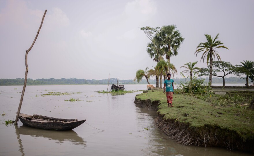 A scene from Morrelganj shows the impact of erosion.