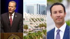 San Diego Mayor Kevin Faulconer, the San Diego Convention Center and Port of San Diego Commissioners Chairman Rafael Castellanos shown in this undated photo collage. 