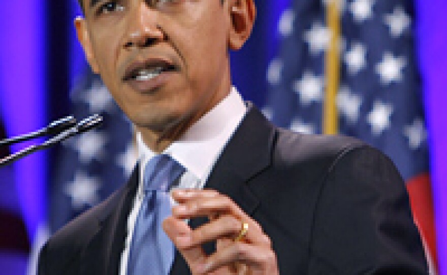 Sen. Barack Obama (D-IL) speaks in Philadelphia, Pa., where he condemned "profoundly distorted" sermons by his former pastor, but refused to disown the fiery religious leader. Obama is campaigning throughout Pennsylvania, which holds its primary on April 22.