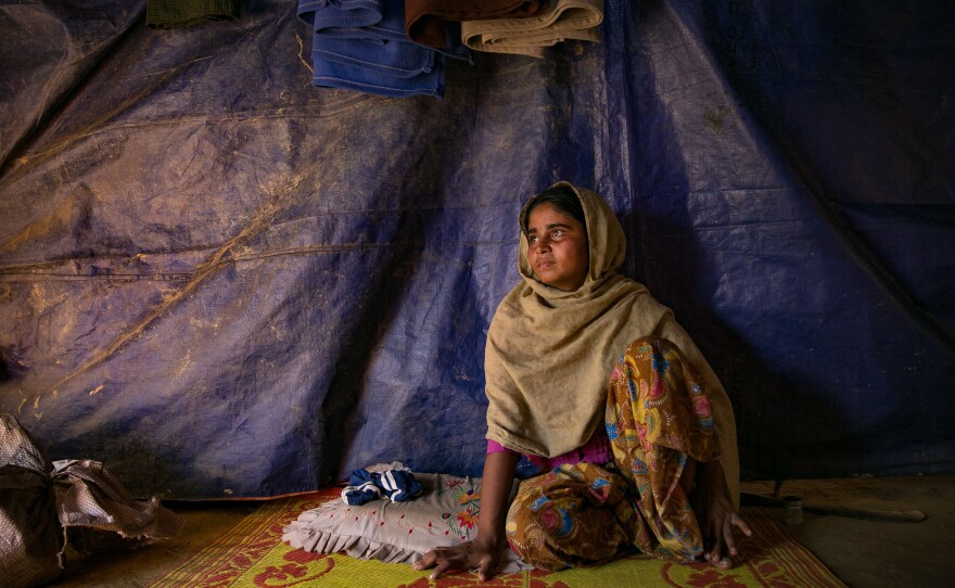 Sanura Begum in the Kutupalong Rohingya refugee camp on the day she learned she's pregnant with her second child. Facing an uncertain future, she says this is her last pregnancy.