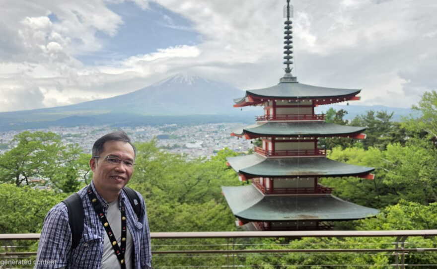 Tran Hiep, an Australian activist, was detained in Vietnam after a trip to Cambodia. He is photographed here by his wife, Chloe Dang, on a trip to Japan in May, 2026.