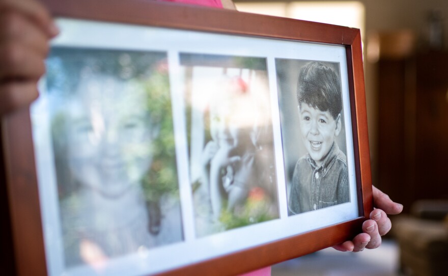 Liz Kirkaldie holds a photo of her grandson, Kory, as a child. He began smoking pot in high school and developed schizophrenia.