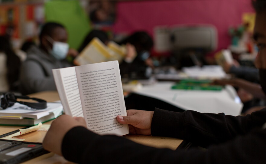 Students in a sixth-grade class read at Stege Elementary School in Richmond, on Feb. 6, 2023.