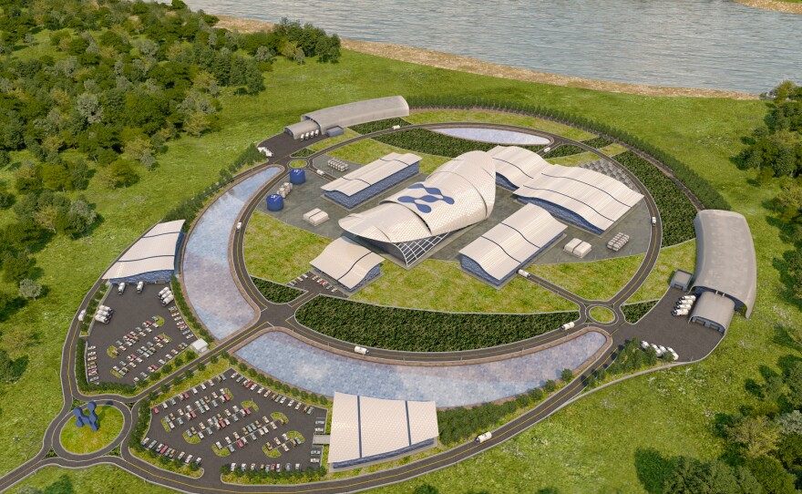 Artist rendering of NuScale Power's nuclear power plant design, which would use small modular reactors.