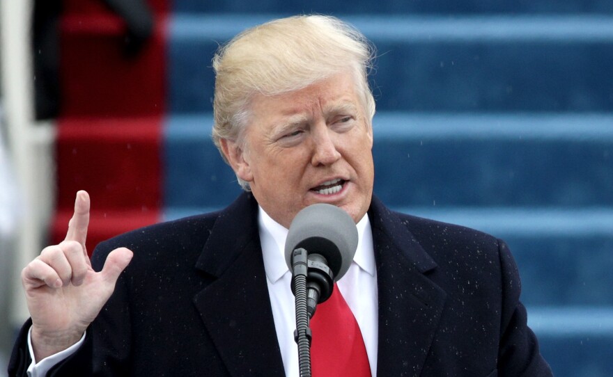 President Trump delivers his inaugural address at the U.S. Capitol on Friday.