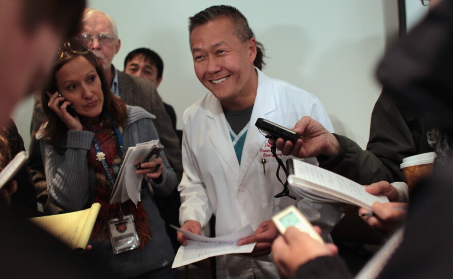 Dr. Peter Rhee, director of trauma at University Medical Center, speaks about the improved condition of the shooting victims on January 10, 2011 in Tuscon, Arizona.
