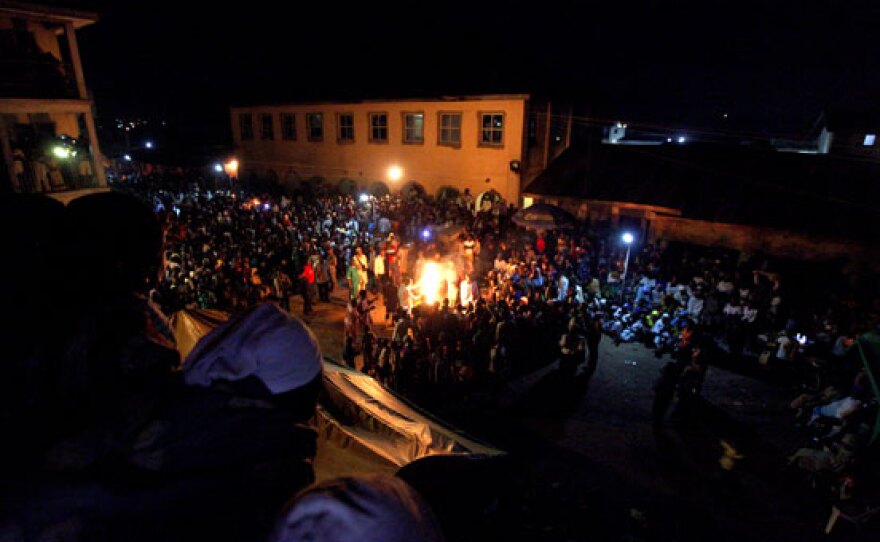 Celebrating in the streets of Osogbo during the festival of Osun.