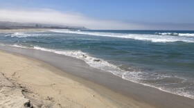 The mouth of the Tijuana River where sewage-tainted flows find their way to the open ocean on Aug. 23, 2023