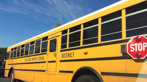 A parked school bus in San Diego, Nov. 1, 2018. 