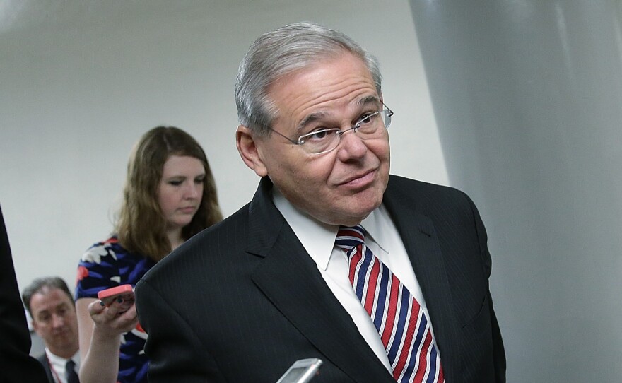 Sen. Robert Menendez on his way to the Senate floor for a series of votes last week.