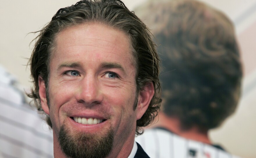 Houston Astros longtime first baseman and four-time All-Star Jeff Bagwell is pictured announcing his retirement from baseball in 2006. Bagwell was elected to the Hall of Fame Wednesday.