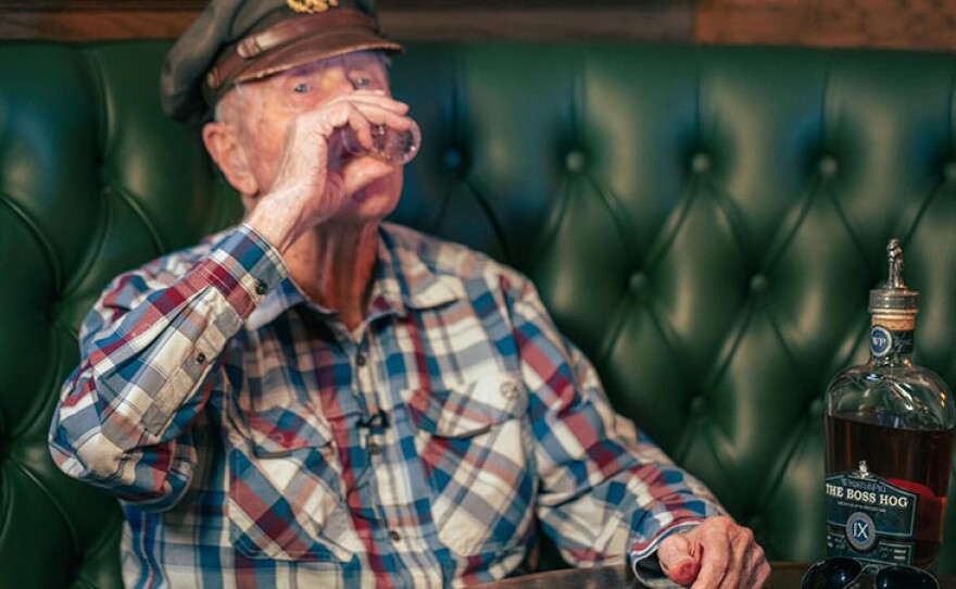 Two World War II veterans from the 8th Air Force, Captain Leland Spencer (100 years old) and Dave Moore (97 years old), get together for one final toast, 80 years after they served on the same bomber in the air war over Europe. "Return Engagement"