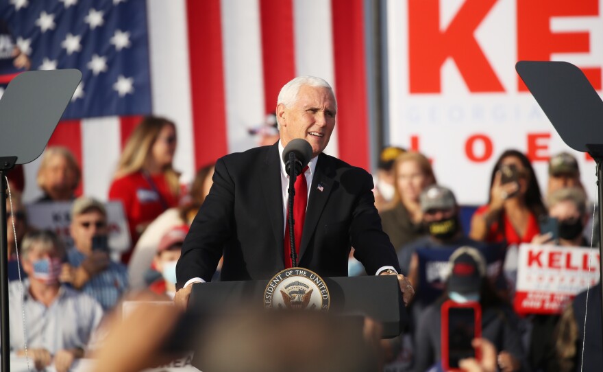 Vice President Pence attends a rally this month in support of GOP Sens. David Perdue and Kelly Loeffler in Savannah, Ga.