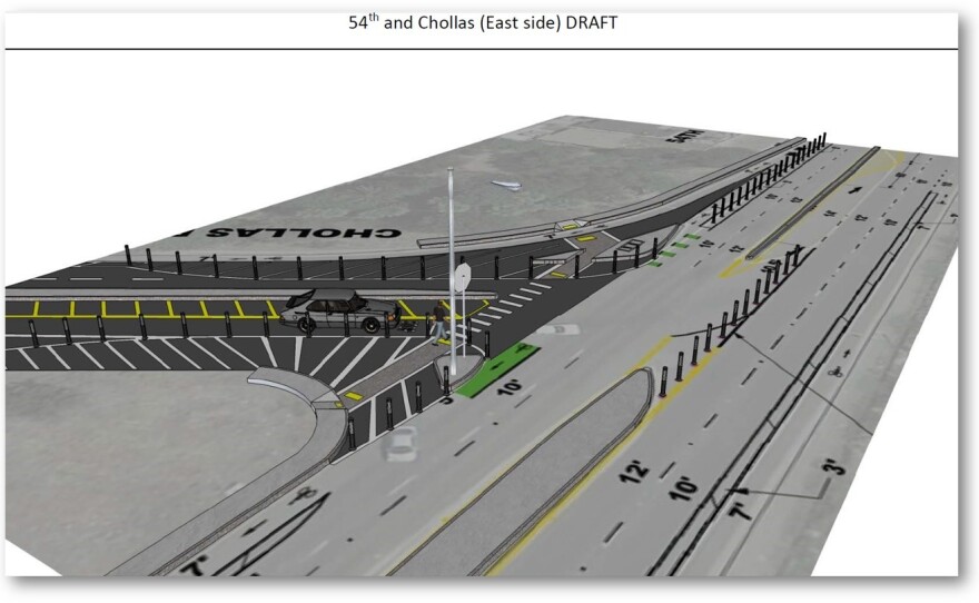 An undated rendering of the proposed sidewalk along 54th Street at Chollas Parkway near the border of the City Heights community.