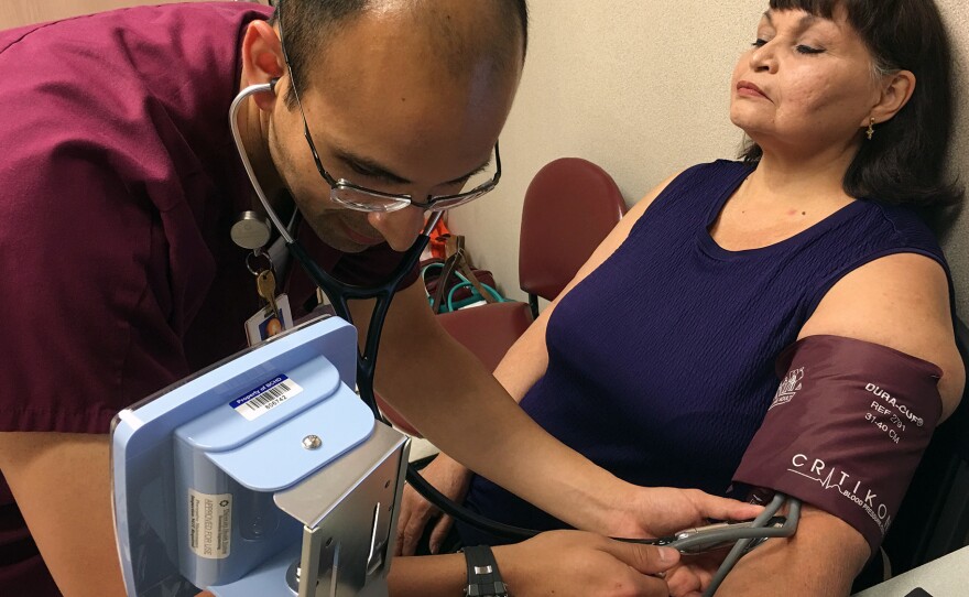 Ann Mazuca has diabetes and glaucoma that can be aggravated by high blood pressure. The support shown by clinic staff at the University Family Health Center Southeast, in San Antonio, helps her do what's needed to reduce hypertension, she says. "The fact that they care makes me care."