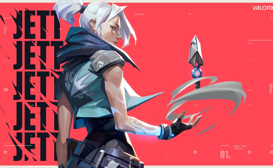 <em>Valorant</em>'s playable characters, called agents, all have unique abilities. Among other things, Jett can cloud enemies' vision with fog.