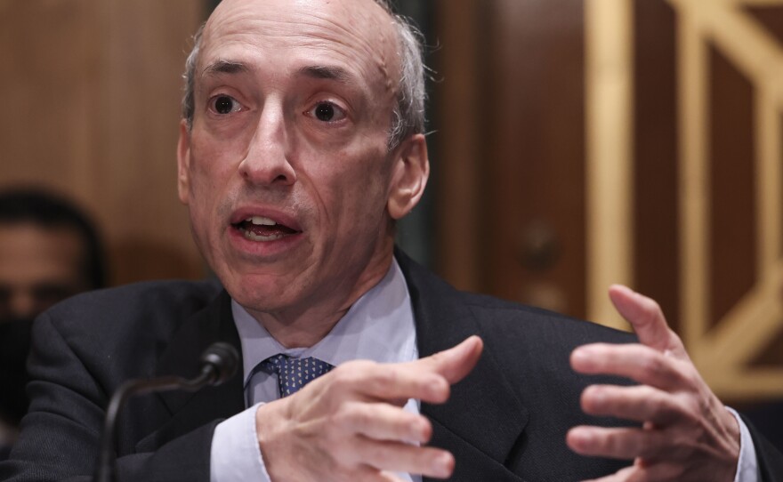 Gary Gensler, chair of the U.S. Securities and Exchange Commission, testifies before the Senate Banking Committee last year in Washington, D.C.