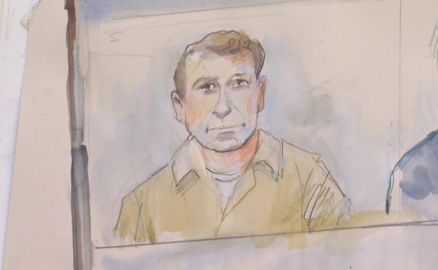Jeffrey Alexander Smith appears in court in this court room sketch. Jan. 28, 2021.