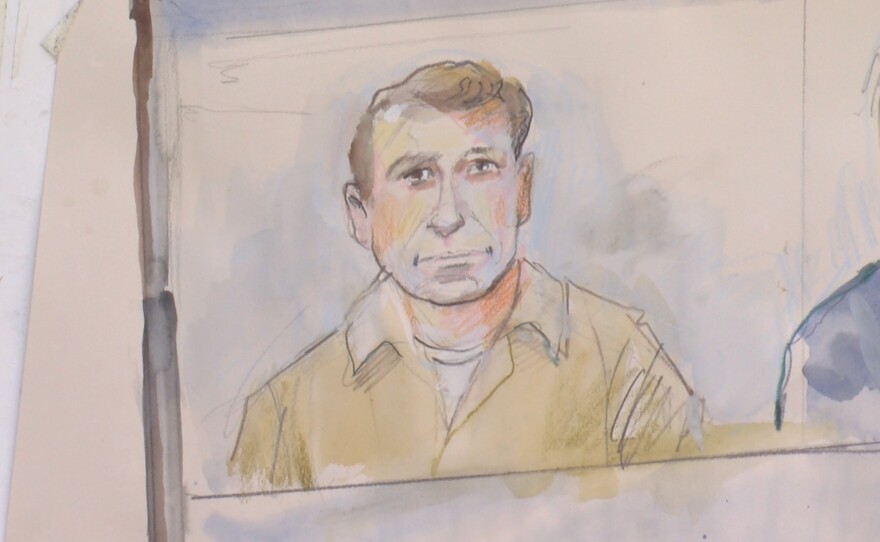 Jeffrey Alexander Smith appears in court in this court room sketch. Jan. 28, 2021. 