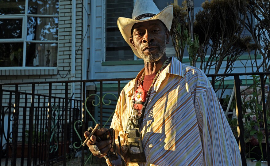 Perry Moody outside his home at 6225 Pine St. in Philadelphia.
