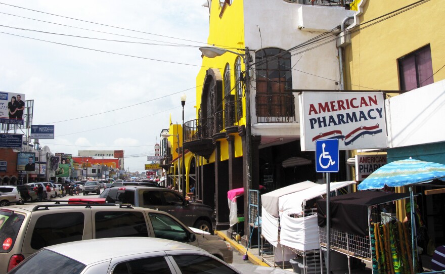 Pharmacies that line the main street of Nuevo Progreso, Mexico, sell many medicines over the counter that would require a prescription in the U.S. That's made the stores popular with visitors from nearby Texas.